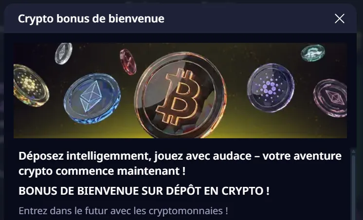 Bonus de bienvenue en crypto-monnaie sur Zizobet Casino